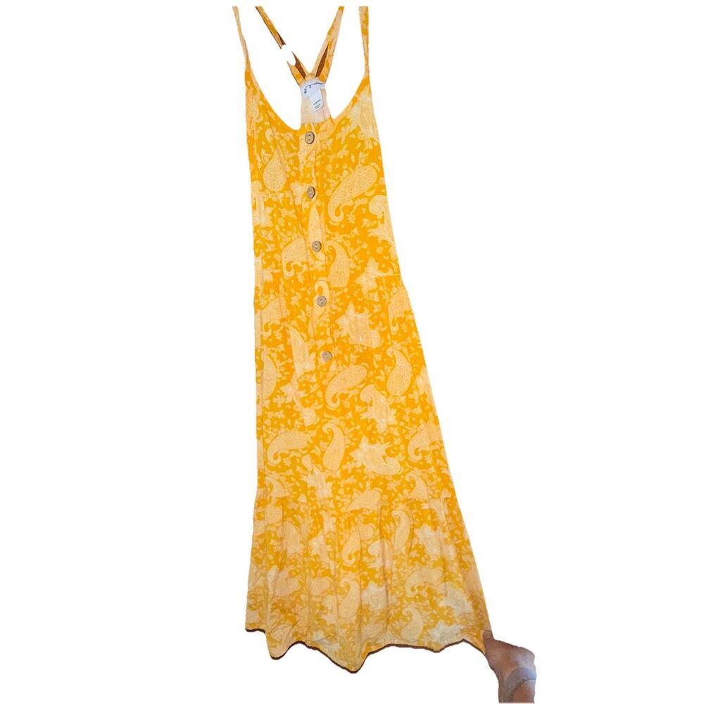 Art Class Size Small 6-6X Girls Yellow Paisley Floral Maxi Dress Buttons Tiered